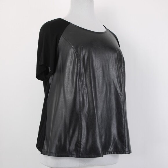 INC Top $80 Sz 2X Deep Black Faux Leather Rayon Spandex Top - Picture 4 of 12
